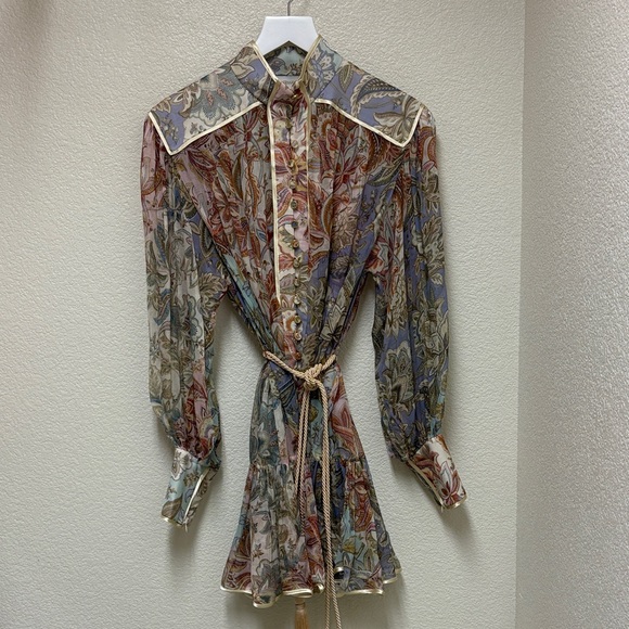 ZIMMERMANN Pastel Paisley Silk Mini Dress - Picture 1 of 5